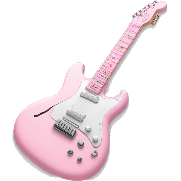 Pastel Pink Guitar "A pastel pink electric guitar with glowing strings, sparkling accents, and tiny hearts and stars floating around as it strums." emoji