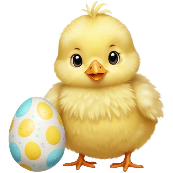 Cute yellow baby chick with Easter egg emoji