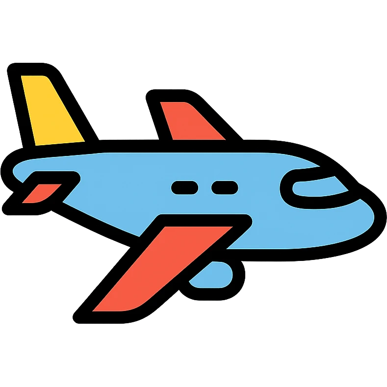 airplane, lineal color icon with black outlines emoji