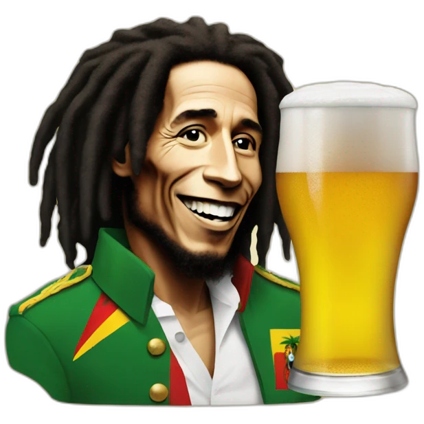 Bob Marley with Macron for the beer emoji