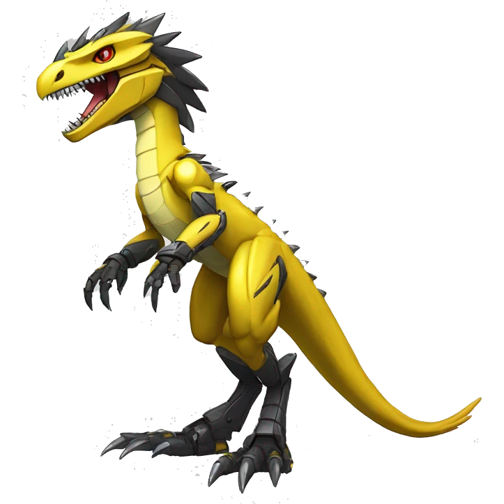  Edgy Yellow Shiny Digimon-Fakemon-Velociraptor-Dragon-Mecha full body emoji