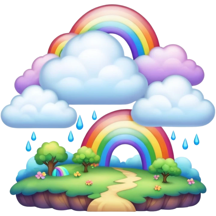 rainbow clouds fairy landscape  emoji