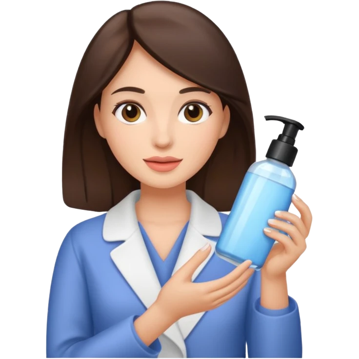 brunette woman holding skincare product emoji