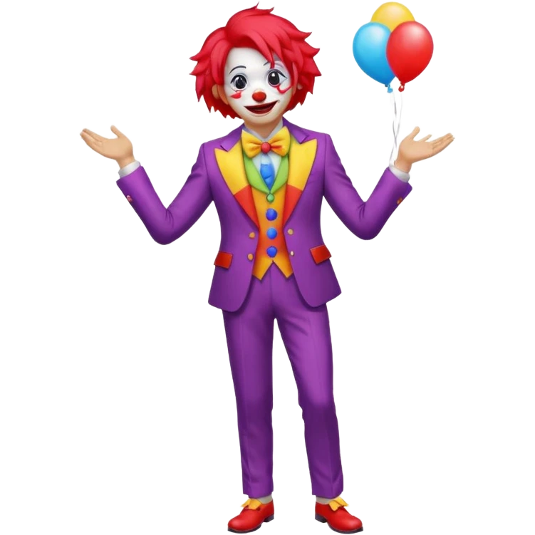 Clown – Bright makeup, red nose, colorful wig, exaggerated smile, full body emoji
