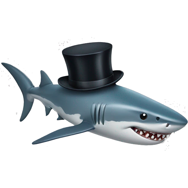 Shark with a top hat emoji