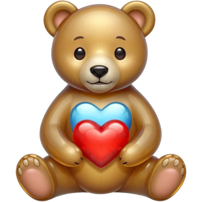 glass bear with a red heart emoji