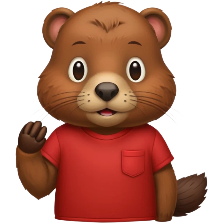 Beaver in a red shirt indoors emoji