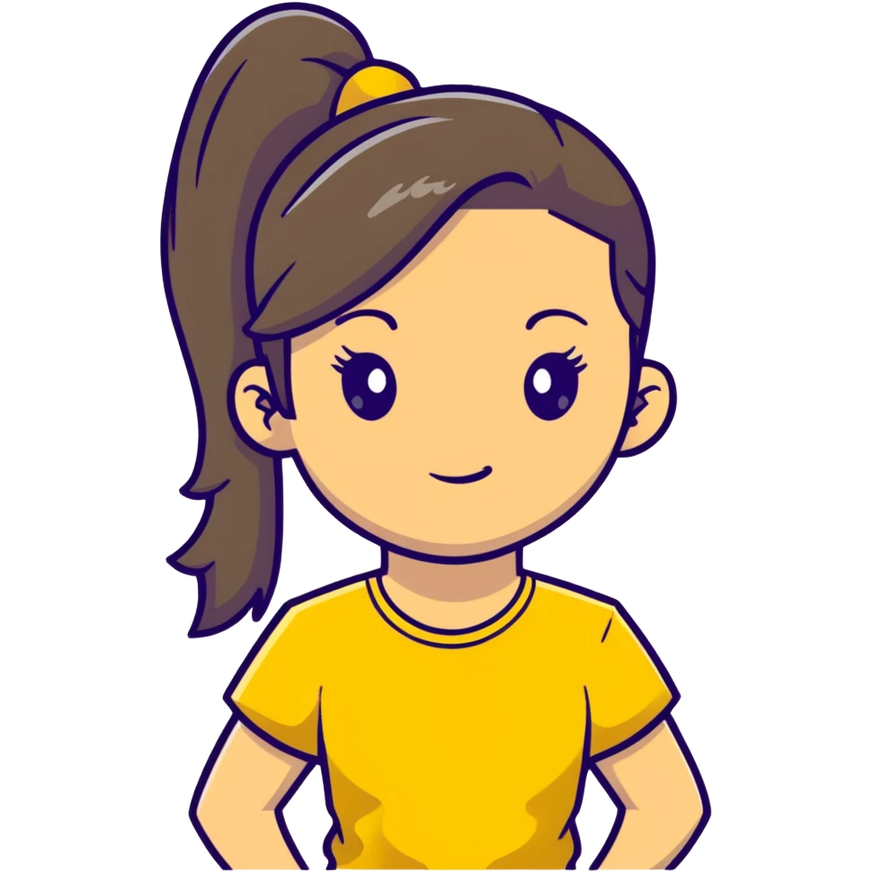 girl avatar with ponytail and yellow t-shirt emoji