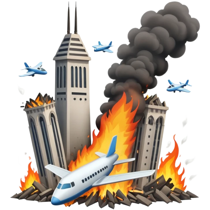 plane crashing into two towers emoji
