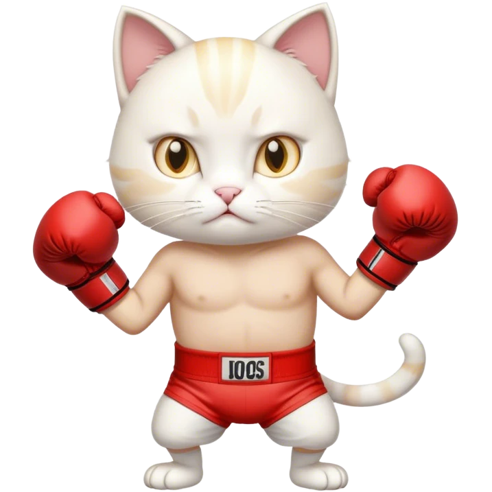 Weiße Katze im Boxen Outfit  emoji