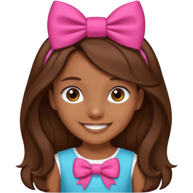 Chica morena, pelo largo castaño y un lazo en la cabeza emoji