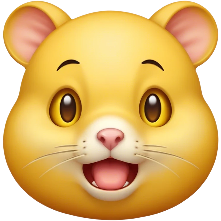 Standard emoji smiley with mouth full of food, cheeks blown up like a hamster, wide-open eyes emoji