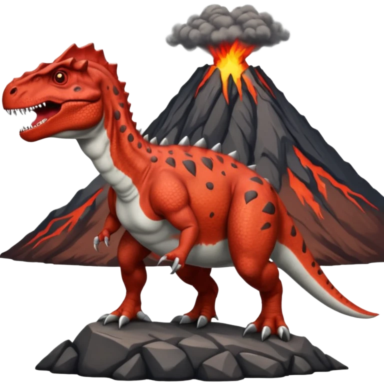 realistic carnotaurus next to a volcano emoji