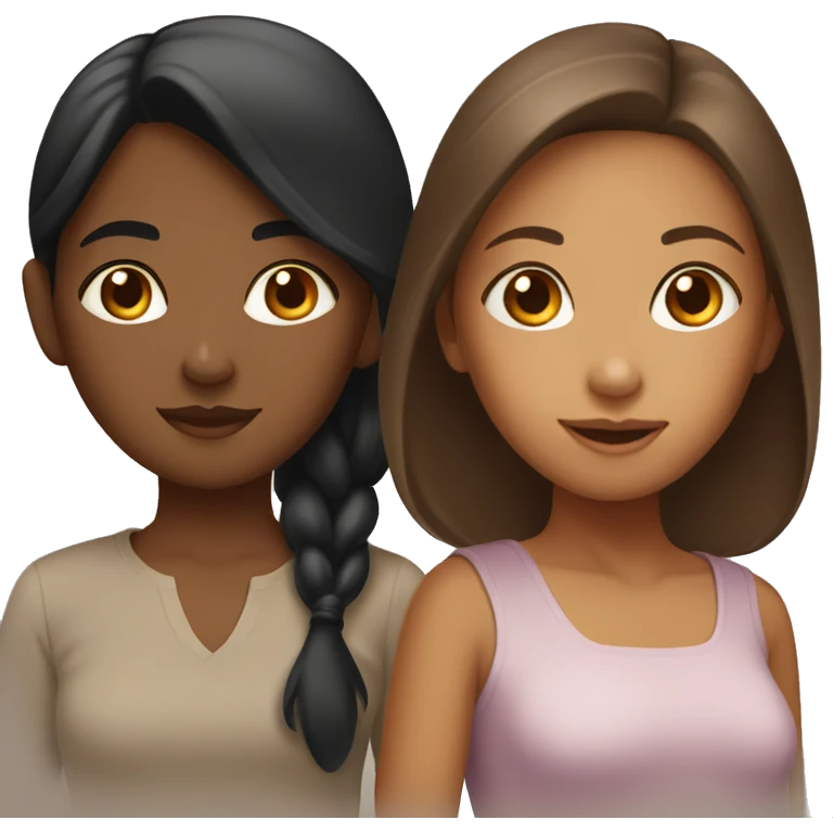 brown girl and asian girl emoji