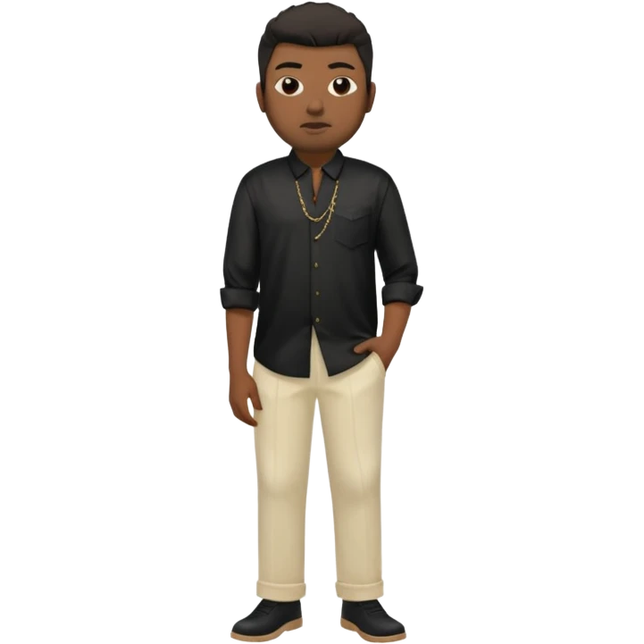 Chino Moreno with black silk shirt, cream loose pants emoji