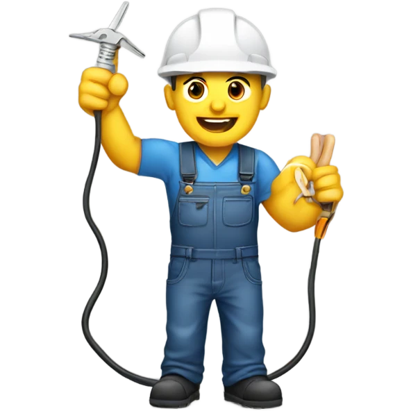 electrician holding high voltage cord emoji