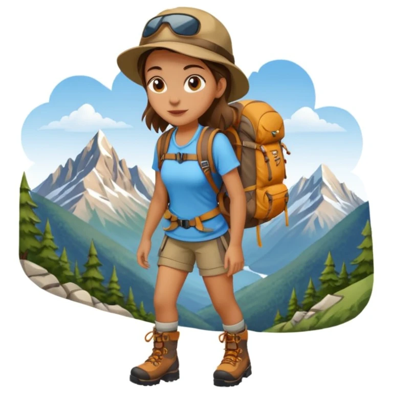 girl back packing mountains background  emoji