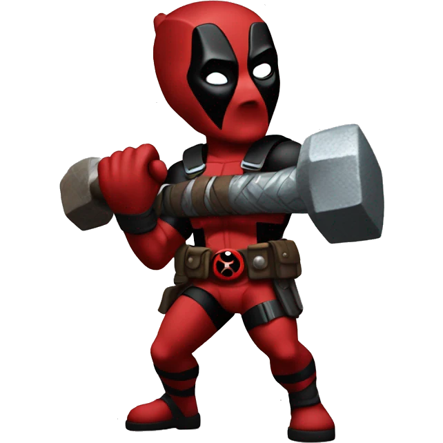 Deadpool throwing thors hammer emoji