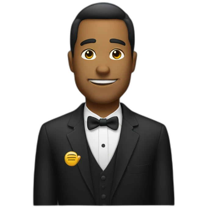 taxi driver in tuxedo with cj face emoji