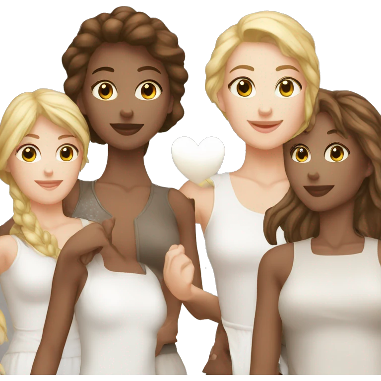 dream work team women 2 white 1 brown heart emoji