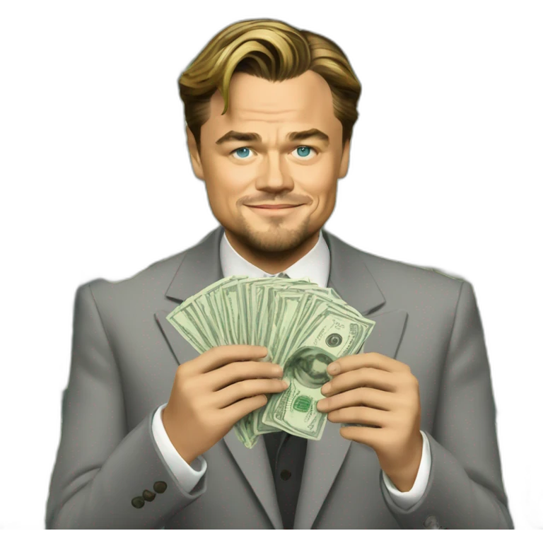 leonardo dicaprio holding money emoji