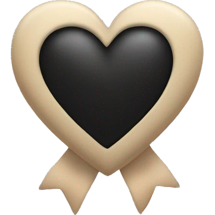 black heart with beige bow emoji
