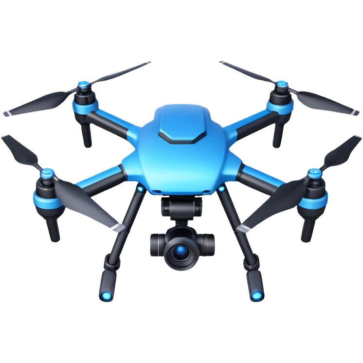 cinematic camera drone object icon, 3-axis gimbal stabilized camera, large lens, carbon fiber arms, glowing status lights, 3D cartoon, mobile game icon style, centered, clean background, no text, no watermark
  emoji