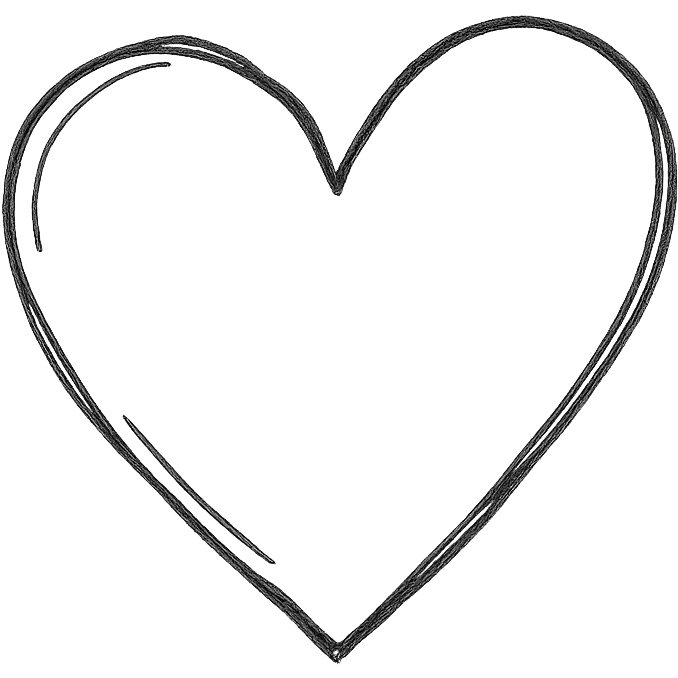 hand-drawn outlined heart icon emoji