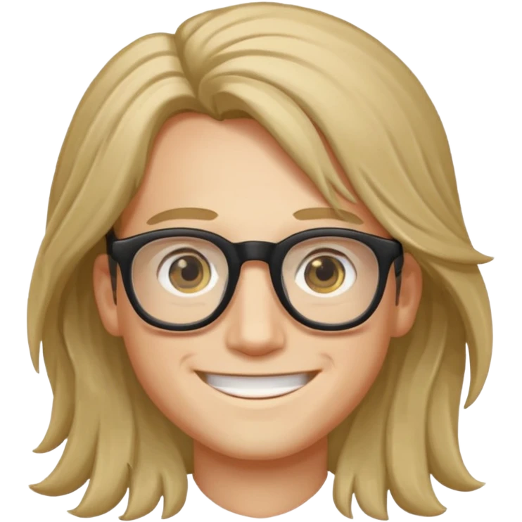 Studio ghibli boy smiling with long hair and glasses emoji