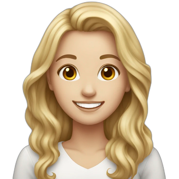 A white girl with a beautiful smile and dark blonde hair emoji
