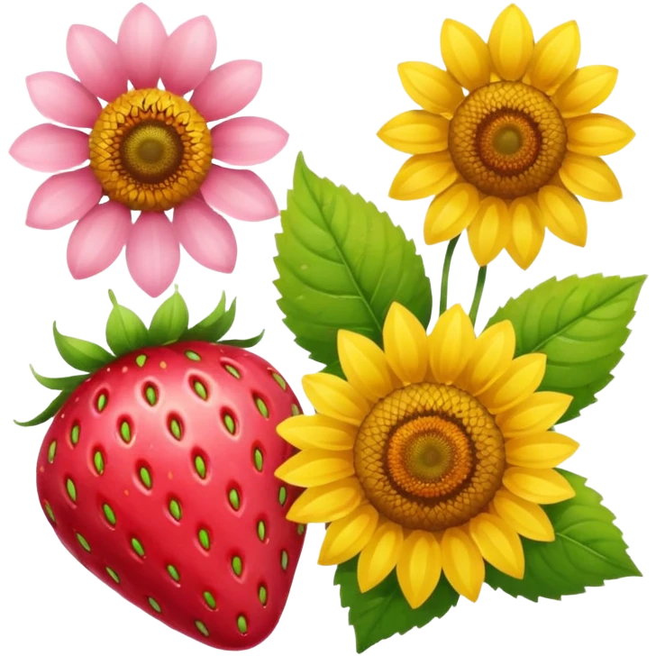 Strawberry and Sunflower and Sakura emoji