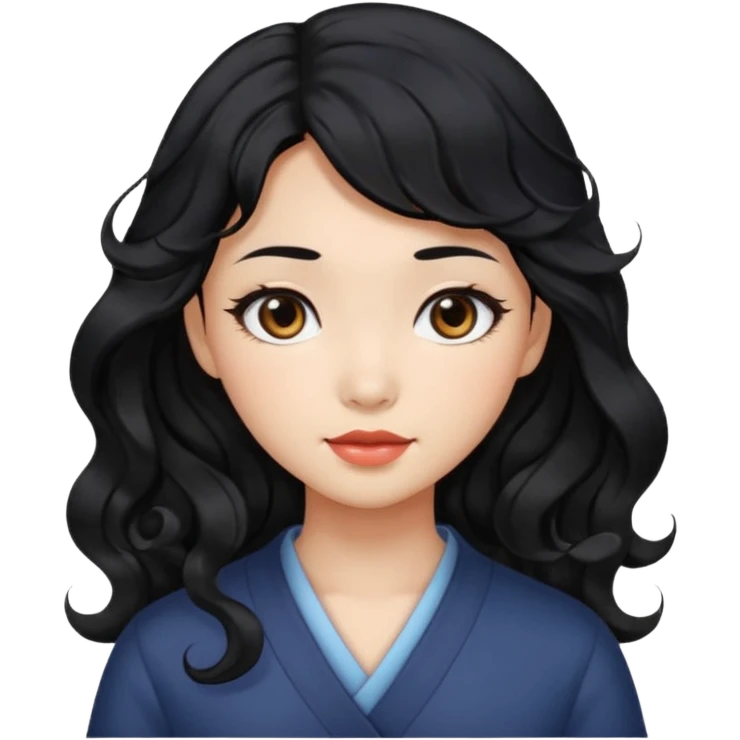 Beautiful girl,Black hair,wavy hair，long hair,Black eyes,Chinese emoji