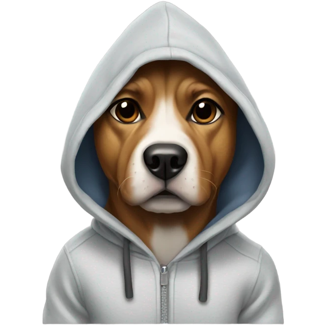 A dog wearing a hoodie  emoji