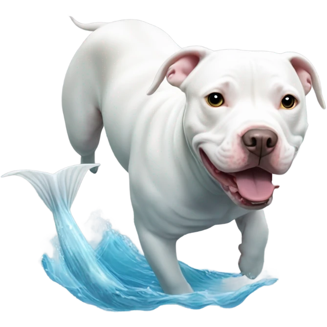 White pitbull swimming with a beluga whale emoji