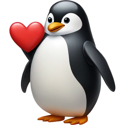 Penguin holding a heart emoji