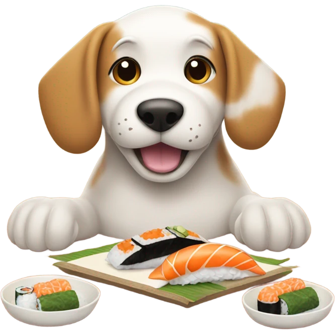 Dog eating sushi emoji