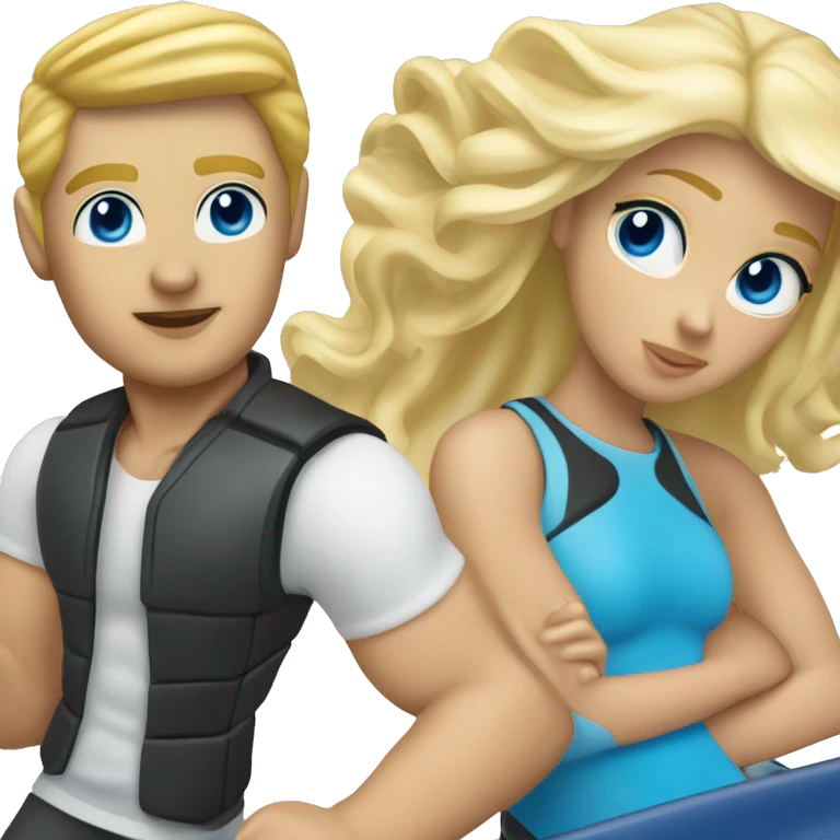 blonde hair blue eye man, and blonde hair blue eyed girl hoppin off a jetski emoji