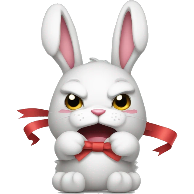 Angry bunny with a ribbon  emoji