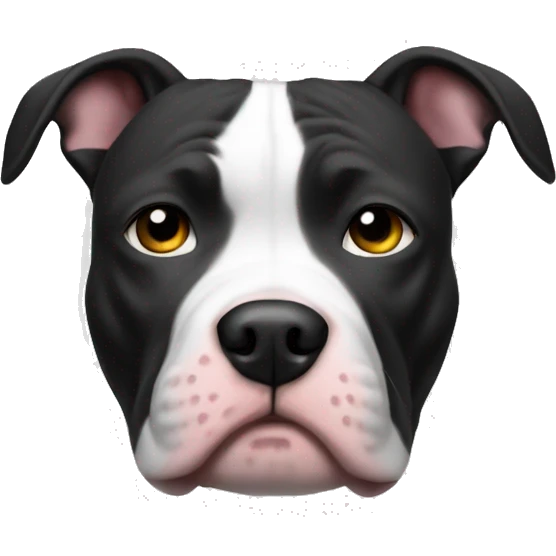 Pitbull dog black and white fat emoji