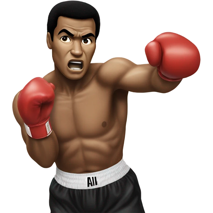 mohammed Ali pose, left hand punch to the viewer emoji