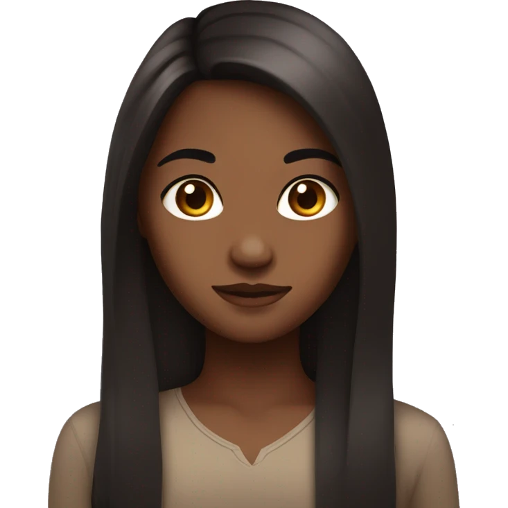 Girl with brown skin, brown eyes and dark long hair emoji