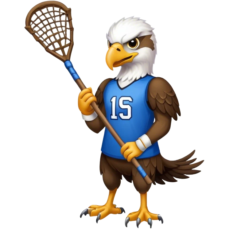 Eagle with lacrosse stick blue jersey emoji