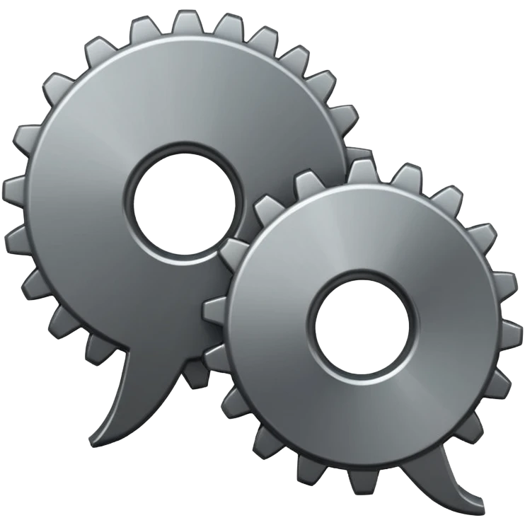 two overlapping speech bubbles, one with a gear emoji