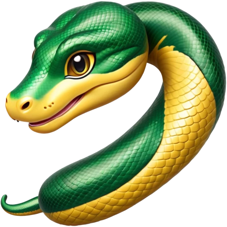 cinematic-cute-anaconda-portrait-emoji,-head-tilted-playfully-and-inquisitively,-with-a-sleek,-shimmering-body-adorned-with-detailed-scale-sriped patterns-and-round,-sparkling-eyes-full-of-wonder,-simplified-yet-irresistibly-adorable-features emoji