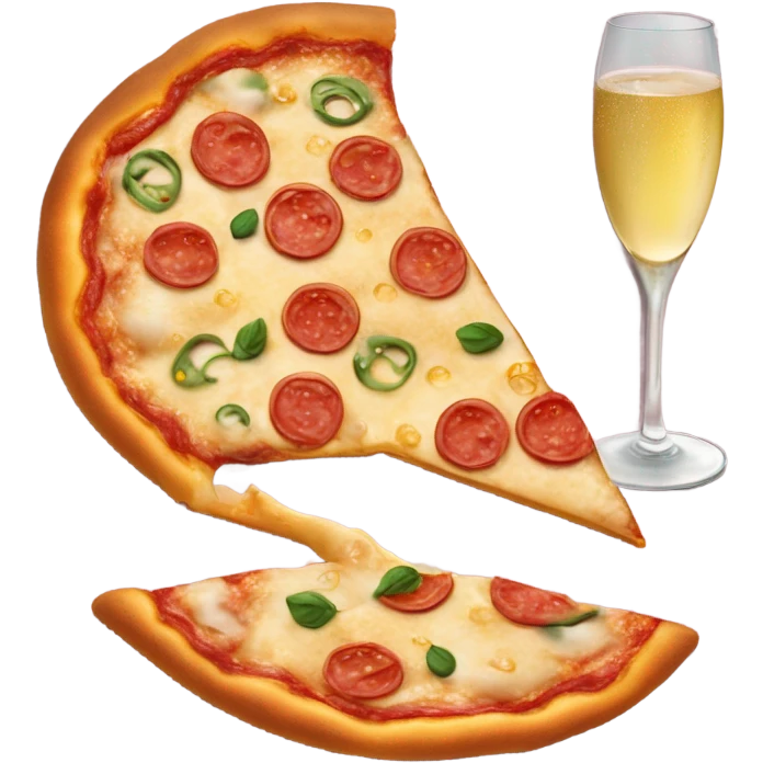 Pizza, champagne, heart emoji