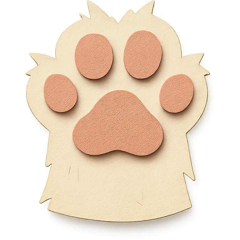fluffy cat paw, paper craft style, layered paper, visible cut edges emoji