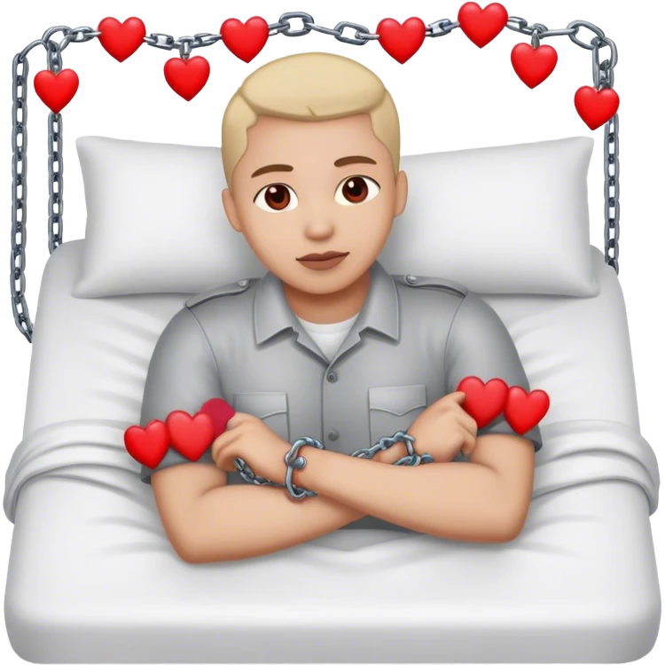 arrest chain with red hearts around on bed emoji