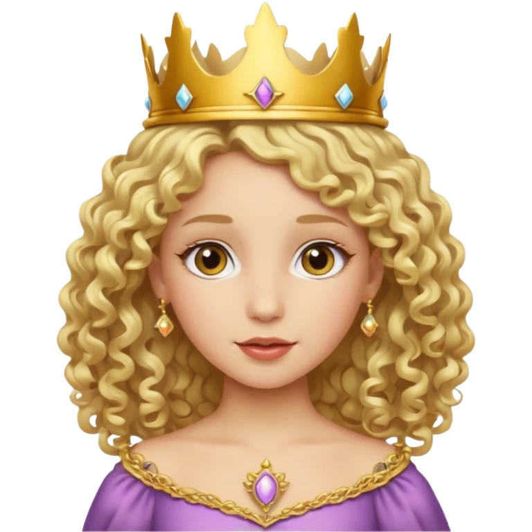 Princess with curly blonde hair, small crown emoji