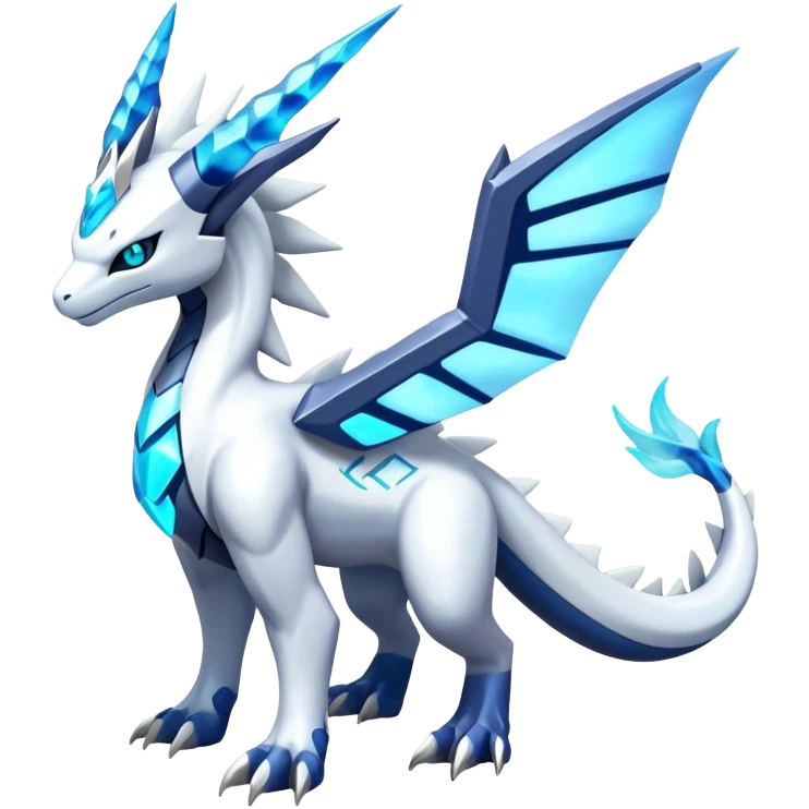 Futuristic Kyurem-reshiram-Glaceon-dialga-suicune-hybrid, full body emoji