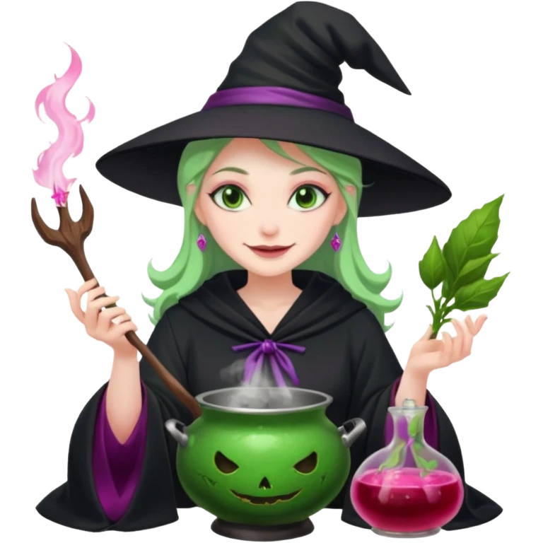 green witch cooking potion😈🌸 emoji